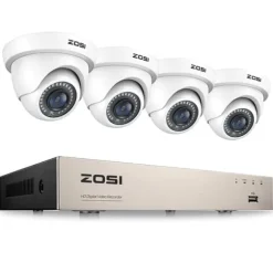 Sikkerhedskamera system, 8CH DVR optager, 2MP Dome kameraer, Ingen