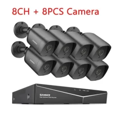Sikkerhedskamera System, 5MP Opløsning, Udvidelig Op Til 8 Kameraer,2T, 1080P 8PCS DVR Kit