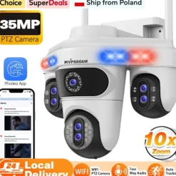 Sikkerhedskamera, 10X optisk zoom, nattevision,1Pcs Hvid Kamera, EU Stik