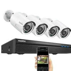 Sikkerhedskamerasystem, 8 kanaler, op til 8M optagelsesopløsning, vejrbestandigt design,Ingen, 5MP 4Pcs Kamera