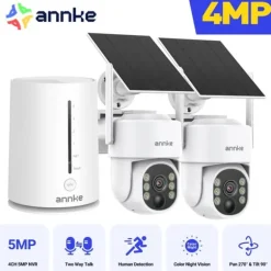 Sikkerhedskamerasystem, 4MP opløsning, panorering og vippefunktionalitet,9000mAh 2stk Kamera