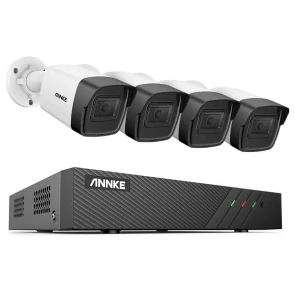 Sikkerhedskamerasystem, 5MP opløsning, 8-kanals videoindgang, MicroSD-lagring,8CH NVR 4Pcs Kamera-b, 1T