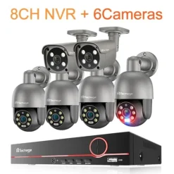 Sikkerhedskamerasystem, Natvision, Menneskedetektion, , None, 8CH NVR 6Cameras