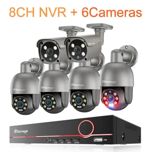 Sikkerhedskamerasystem, Natvision, Menneskedetektion, , None, 8CH NVR 6Cameras