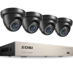Sikkerhedskamerasystem, 1080P opløsning, H265+ komprimeringsteknologi, , 4 Black Cameras, None