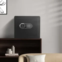 Sikkerhedsskab 1,2 kubikfod med digitalt tastatur og nøgler. Beskyt penge, smykker og dokumenter hjemme eller på hotellet. 15,8x11,8x13,8