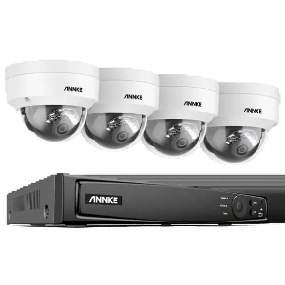 Sikkerhedssystem, Ultra HD opløsning, PoE netværksforbindelse, 8CH NVR 4 stk kamera, Ingen