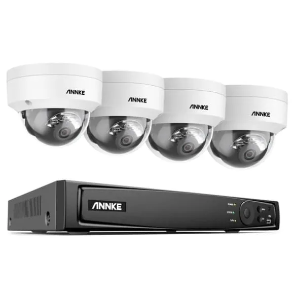 Sikkerhedssystem, Ultra HD opløsning, PoE netværksforbindelse, 8CH NVR 4 stk kamera, Ingen