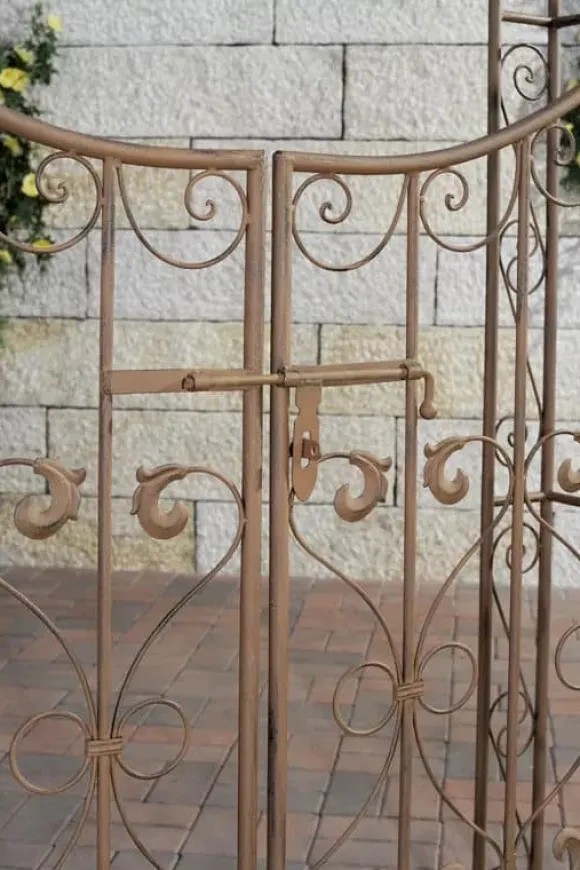 Sina Antique Brown Metal Rose Arch with Lockable Gate - 235cm Height
