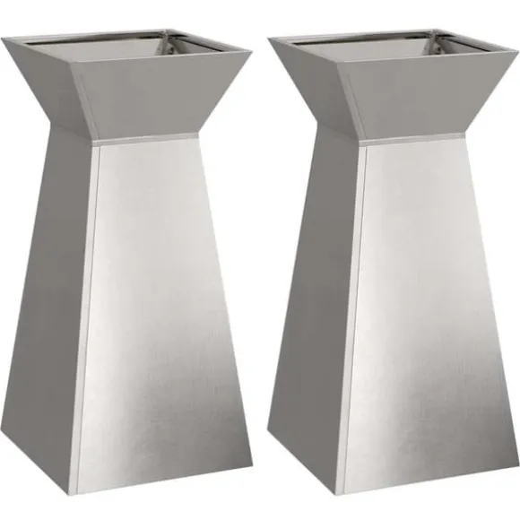 Søjle Plantekasse 2 stk - Moderne Trapezoidalt Design | Farve: Sølv | Størrelse: 35x35x73 cm