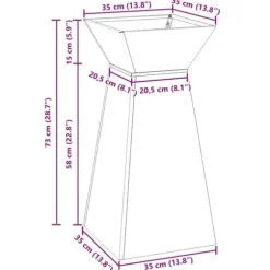 Søjle Plantekasse i Stål - Moderne Trapezoid Design | Farve: Antracit | Størrelse: 35x35x73 cm