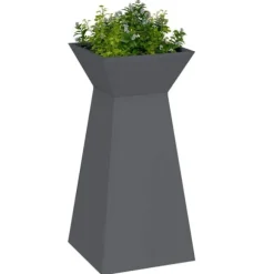 Søjle Plantekasse i Stål - Moderne Trapezoid Design | Farve: Antracit | Størrelse: 35x35x73 cm