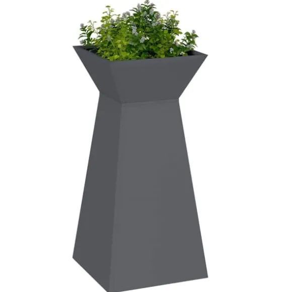 Søjle Plantekasse i Stål - Moderne Trapezoid Design | Farve: Antracit | Størrelse: 35x35x73 cm