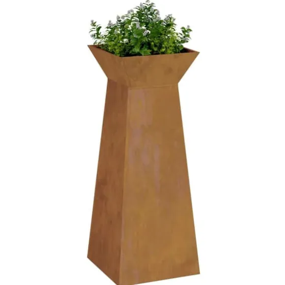 Søjle Plantekasse i Stål - Moderne Design | Størrelse: 40 x 40 x 100 cm | Farve: Sølv