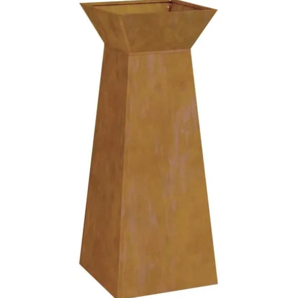 Søjle Plantekasse i Stål - Moderne Design | Størrelse: 40 x 40 x 100 cm | Farve: Sølv