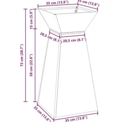 Søjle Plantekasse i Stål - Moderne Trapezoid Design | Farve: Sølv | Størrelse: 35x35x73 cm