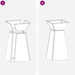Søjle Plantekasse i Stål - Moderne Trapezoid Design | Farve: Sølv | Størrelse: 35x35x73 cm