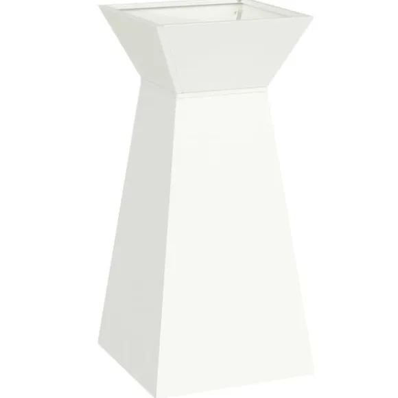 Søjle Plantekasse i Stål - Trapezoidal Design | Farve: Hvid | Størrelse: 35x35x73 cm