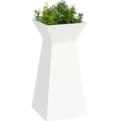 Søjle Plantekasse i Stål - Trapezoidal Design | Farve: Hvid | Størrelse: 35x35x73 cm