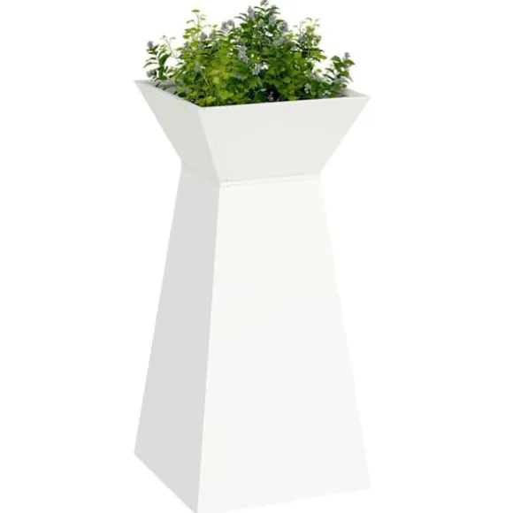 Søjle Plantekasse i Stål - Trapezoidal Design | Farve: Hvid | Størrelse: 35x35x73 cm