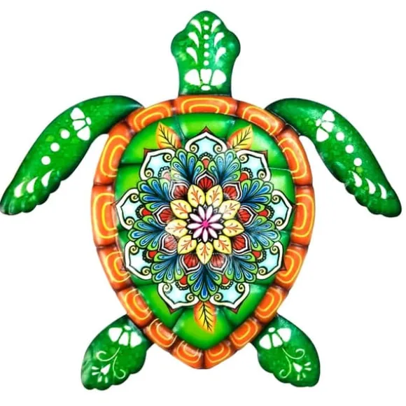 Skildpadde jern Vægskilt Have Ornament 21,5x20cm - Grøn