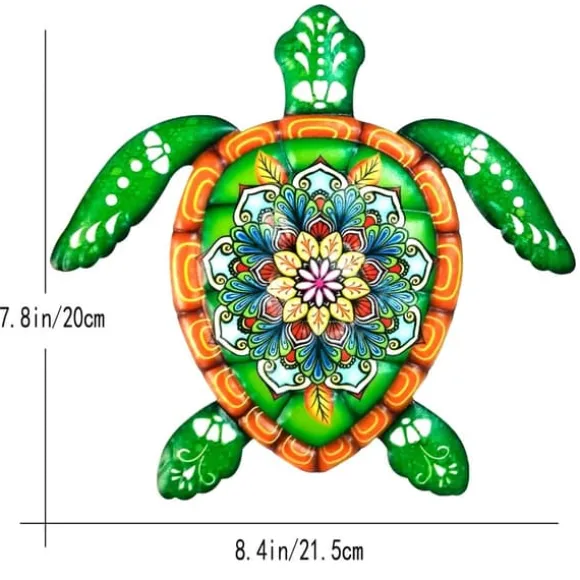 Skildpadde jern Vægskilt Have Ornament 21,5x20cm - Grøn