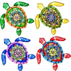 Skildpadde jern Vægskilt Have Ornament 21,5x20cm - Gul
