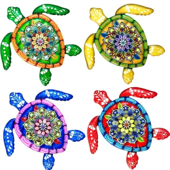 Skildpadde jern Vægskilt Have Ornament 21,5x20cm - Gul