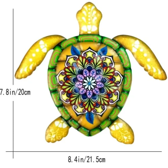 Skildpadde jern Vægskilt Have Ornament 21,5x20cm - Gul
