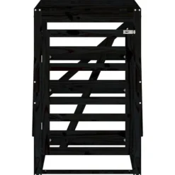 Skraldespandsskjuler i massivt fyrretræ - Udendørs affaldsskjuler | Størrelse: 84x90x128,5 cm | Farve: Sort