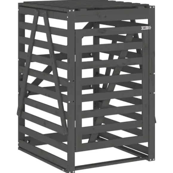 Skraldespandsskjuler i massivt fyrretræ 84x90x128,5 cm | Farve: Grå
