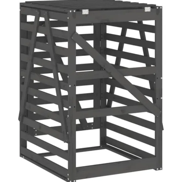 Skraldespandsskjuler i massivt fyrretræ 84x90x128,5 cm | Farve: Grå