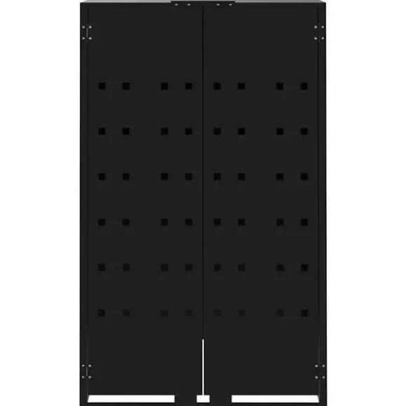 Skraldespandsskjuler i stål - 6 rum | Farve: Sort | Størrelse: 414x79x117 cm