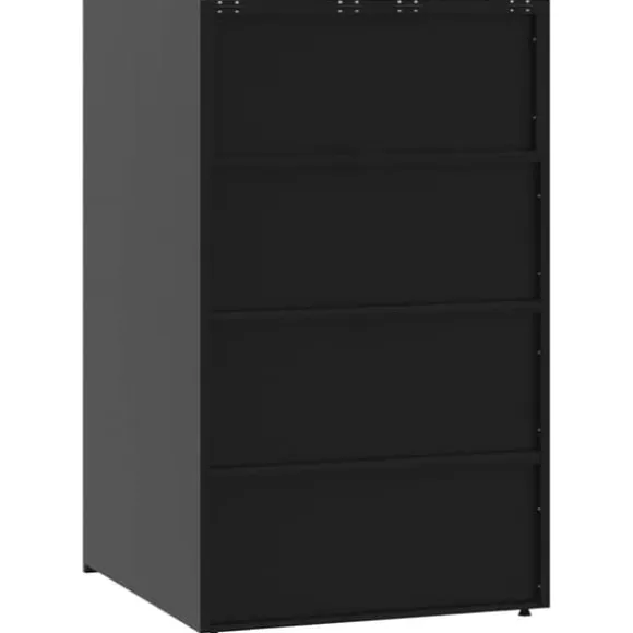 Skraldespandsskjuler i stål - 6 rum | Farve: Sort | Størrelse: 414x79x117 cm