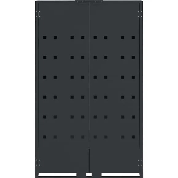 Skraldespandsskjuler i stål med 6 rum - Stabil og vejrbestandig | Størrelse: 414x79x117 cm | Farve: Antracit