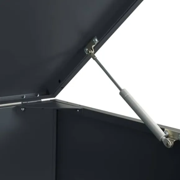 Skraldespandsskjuler i stål med 6 rum - Stabil og vejrbestandig | Størrelse: 414x79x117 cm | Farve: Antracit