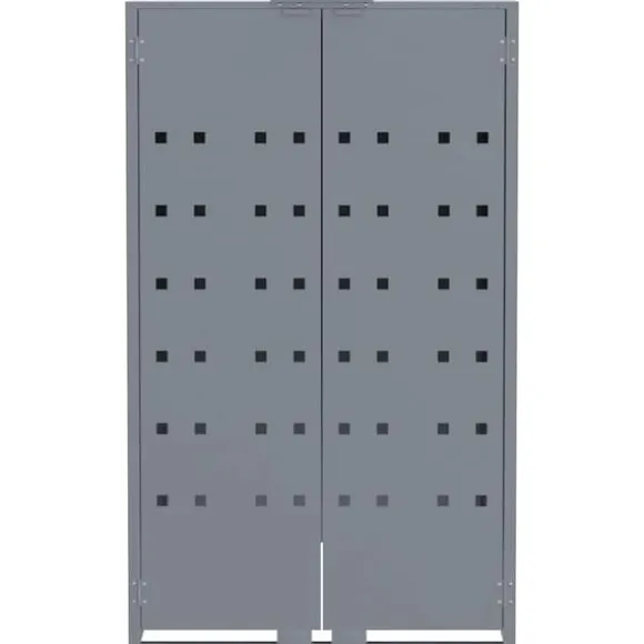 Skraldespandsskjuler i stål 2 rum - Vejrbestandig | Farve: Grå | Størrelse: 138x79x117 cm
