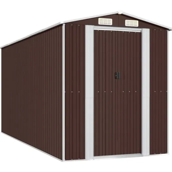 Skure & Redskabsskure - Living haveskur 192x440x223 cm galvaniseret stål mørkebrun