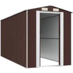 Skure & Redskabsskure - Living haveskur 192x440x223 cm galvaniseret stål mørkebrun