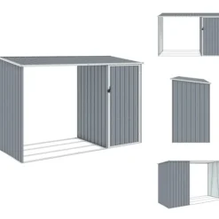 Skure & Redskabsskure - Living brændeskur 245x98x159 cm galvaniseret stål grå