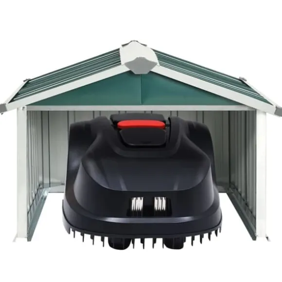 Skure & Redskabsskure - Living garage til robotplæneklipper 92x97x63 cm galvaniseret stål grøn