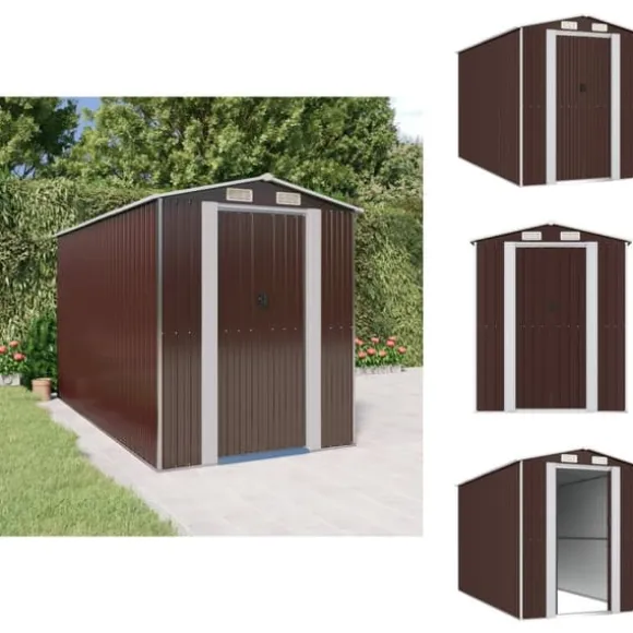 Skure & Redskabsskure - Living haveskur 192x357x223 cm galvaniseret stål mørkebrun