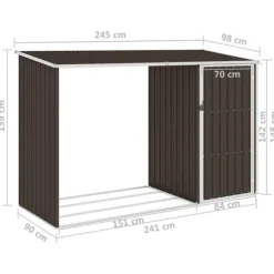 Skure & Redskabsskure - Living brændeskur 245x98x159 cm galvaniseret stål brun