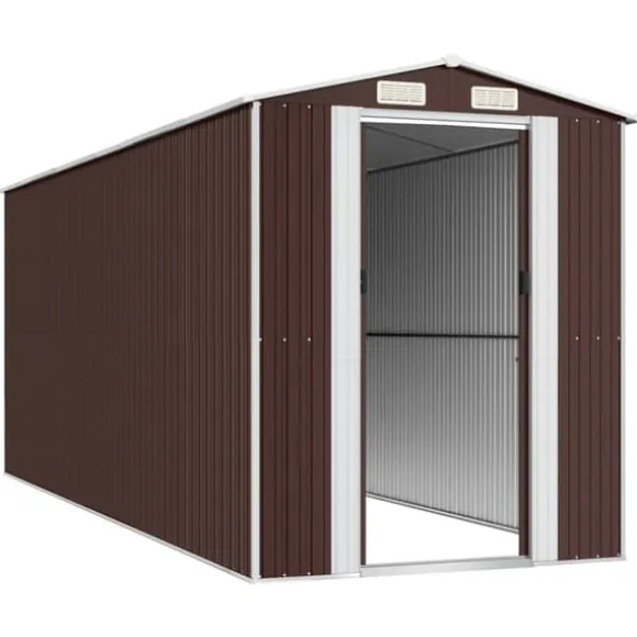 Skure & Redskabsskure - Living haveskur 192x523x223 cm galvaniseret stål mørkebrun