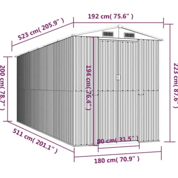 Skure & Redskabsskure - Living haveskur 192x523x223 cm galvaniseret stål mørkebrun