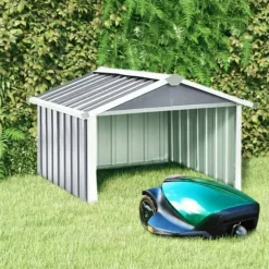 Skure & Redskabsskure - Living garage til robotplæneklipper 92x97x63 cm galvaniseret stål grå