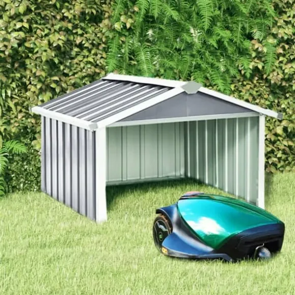 Skure & Redskabsskure - Living garage til robotplæneklipper 92x97x63 cm galvaniseret stål grå