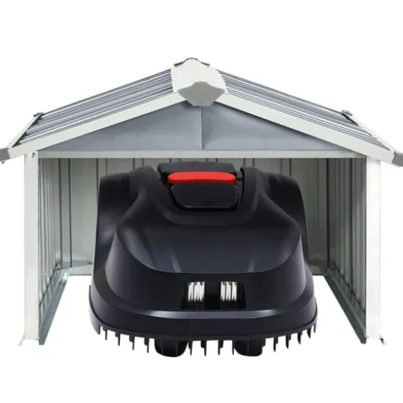 Skure & Redskabsskure - Living garage til robotplæneklipper 92x97x63 cm galvaniseret stål grå