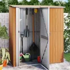Skure & Redskabsskure - Living haveskur 180,5x97x209,5 cm galvaniseret stål trælook