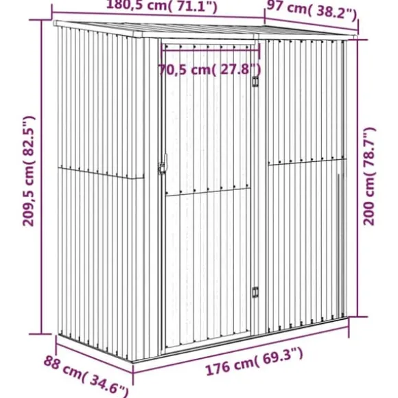 Skure & Redskabsskure - Living haveskur 180,5x97x209,5 galvaniseret stål grå